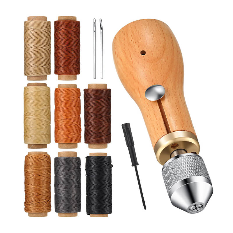 Leather Hand Stitcher Sewing Awl Wood Handle – Babylon Leather - Babylon LeatherBabylon LeatherXH51-Style A+ 8 Thread Spools