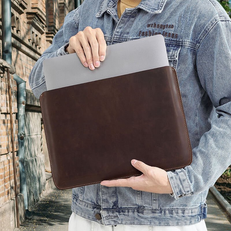 Leather iPad Tablet Sleeve Crazy Horse Leather – Babylon Leather - Babylon LeatherBabylon LeatherAN19-Brown-Horizontal