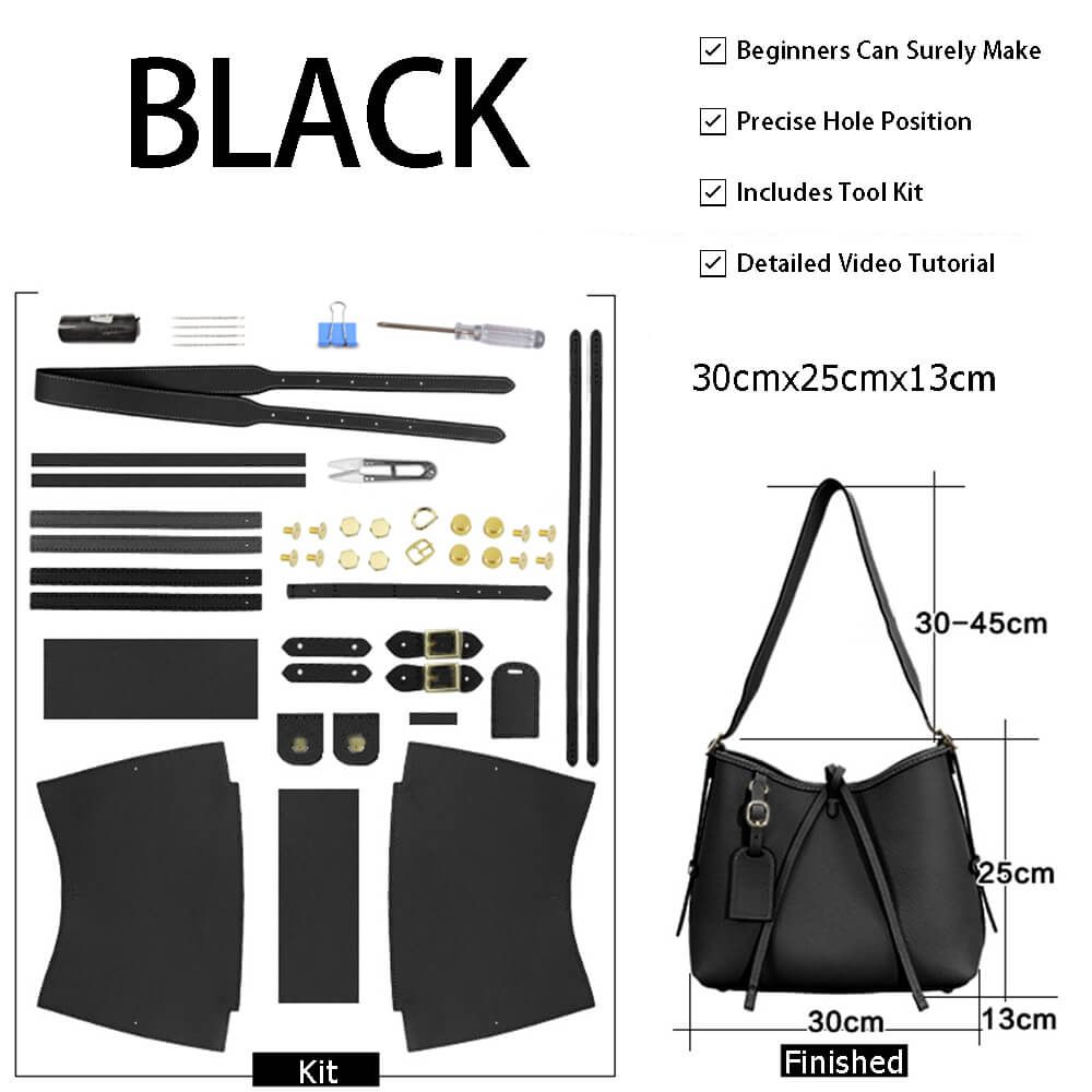 Leather Large Shoulder Bag DIY Kit – Babylon Leather - Babylon LeatherBabylon LeatherSY119-Black-Color-Matched