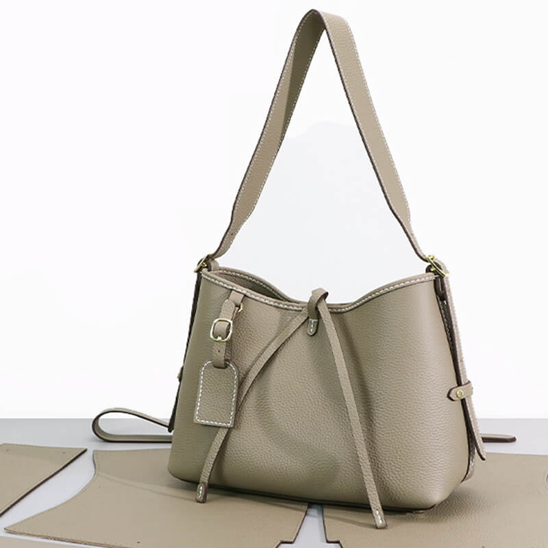 Leather Large Shoulder Bag DIY Kit – Babylon Leather - Babylon LeatherBabylon LeatherSY119-Khaki-White