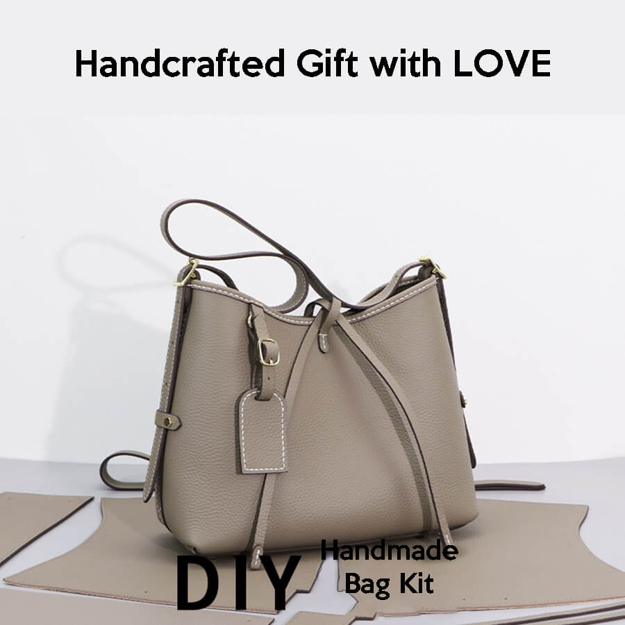 Leather Large Shoulder Bag DIY Kit – Babylon Leather - Babylon LeatherBabylon LeatherSY119-Khaki-White