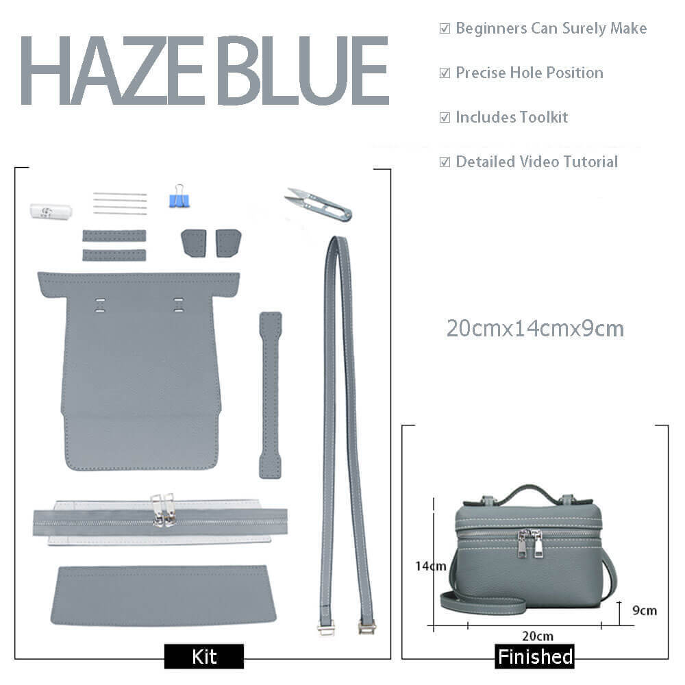Leather Lunch Bag DIY Kit – Babylon Leather - Babylon LeatherBabylon LeatherSY85-Haze Blue-White