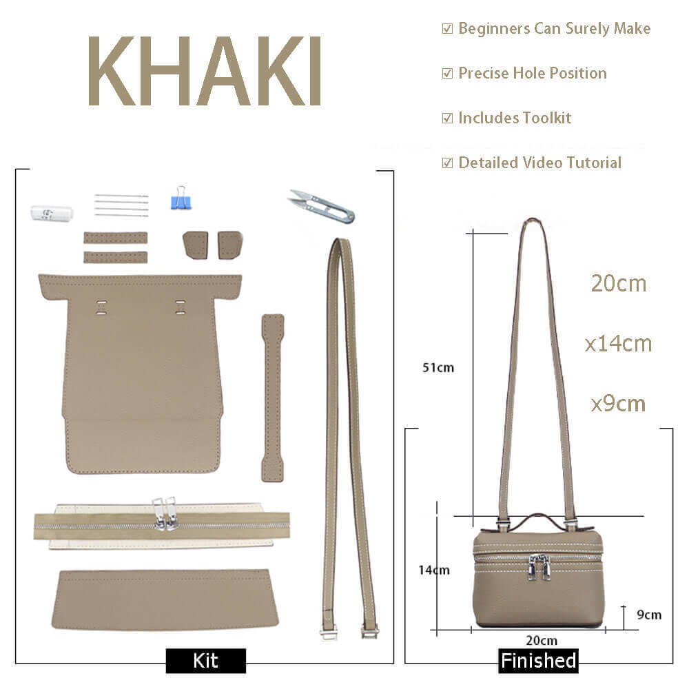 Leather Lunch Bag DIY Kit – Babylon Leather - Babylon LeatherBabylon LeatherSY85-Khaki-White