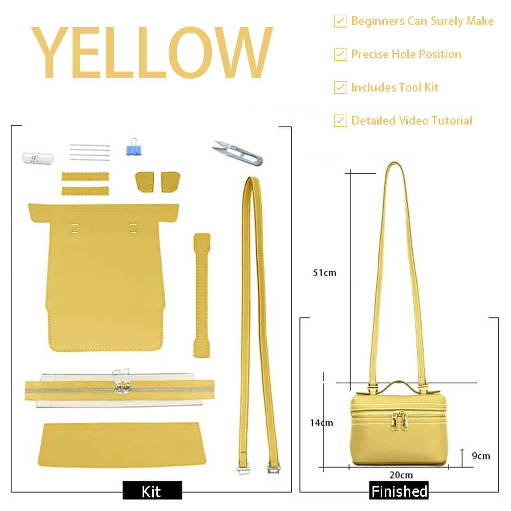 Leather Lunch Bag DIY Kit – Babylon Leather - Babylon LeatherBabylon LeatherSY85-Yellow-Silver-White