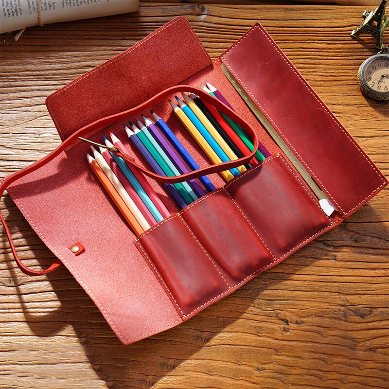 Leather Pen Roll Wrap Wide – Babylon Leather - Babylon LeatherBabylon LeatherAN28-Wine Red