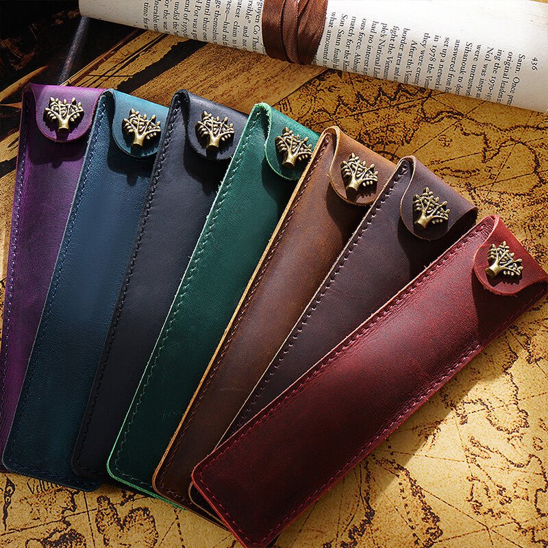Leather Pen Sleeve with Snap – Babylon Leather - Babylon LeatherBabylon LeatherAN24-Brown
