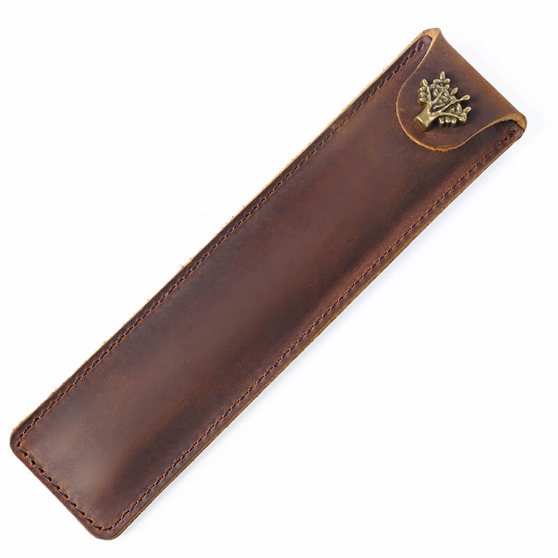 Leather Pen Sleeve with Snap – Babylon Leather - Babylon LeatherBabylon LeatherAN24-Brown