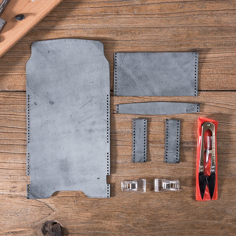 Leather Slim Wallet DIY Leather Kit – Babylon Leather - Babylon LeatherBabylon LeatherLZ18 - Black - Fog Wax Leather