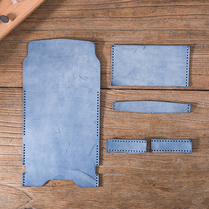 Leather Slim Wallet DIY Leather Kit – Babylon Leather - Babylon LeatherBabylon LeatherLZ18 - Blue - Fog Wax Leather