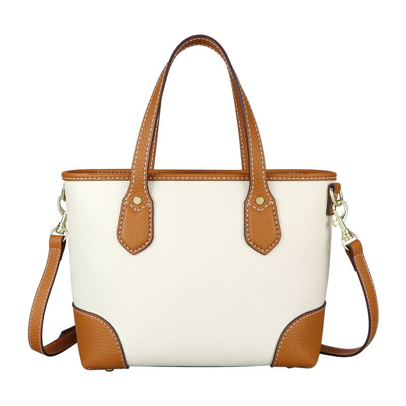 Leather Tote Bag Set DIY Sewing Kit – Babylon Leather - Babylon LeatherBabylon LeatherSY43 - Matching Color - Lychee Pattern Leather - White & Caramel