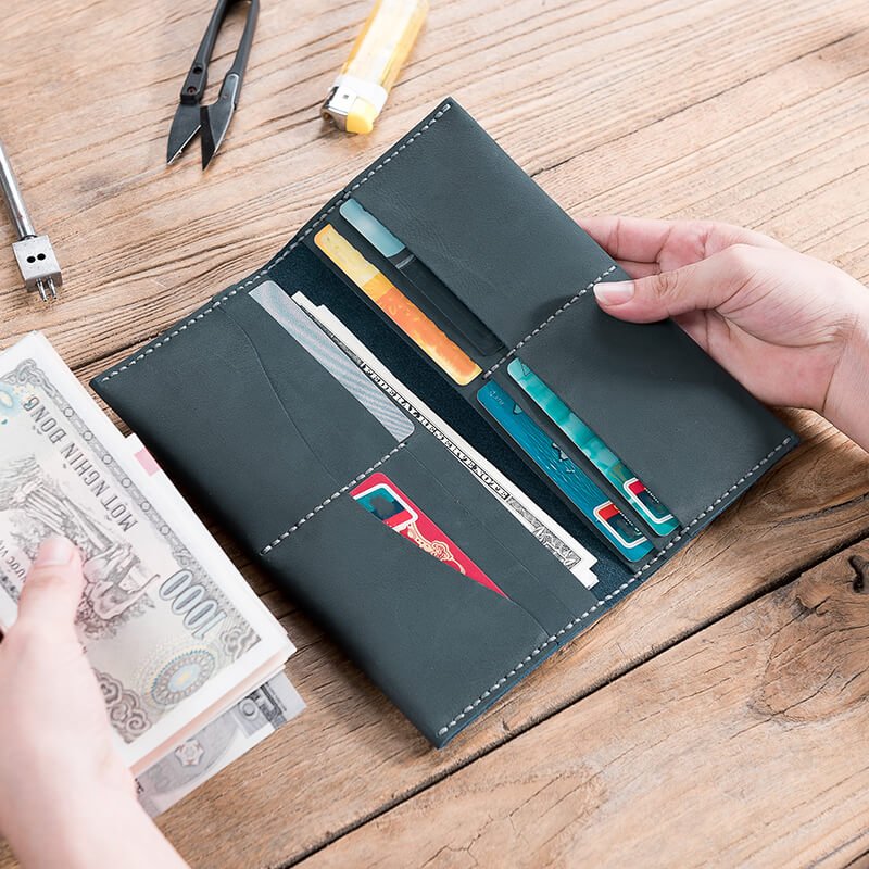 Leather Wallet DIY Kit Long Wallet – Babylon Leather - Babylon LeatherBabylon LeatherLZ09 - Coffee - Fog Wax Leather