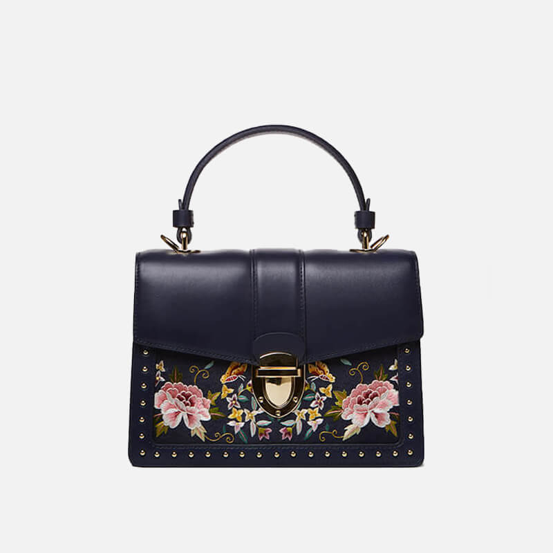 Light After Dusk Leather Embroidery Crossbody Messenger Bag – Babylon Leather - Babylon LeatherBabylon LeatherTX151-Dark Blue