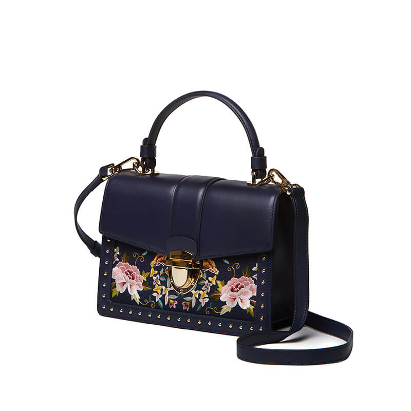 Light After Dusk Leather Embroidery Crossbody Messenger Bag – Babylon Leather - Babylon LeatherBabylon LeatherTX151-Dark Blue