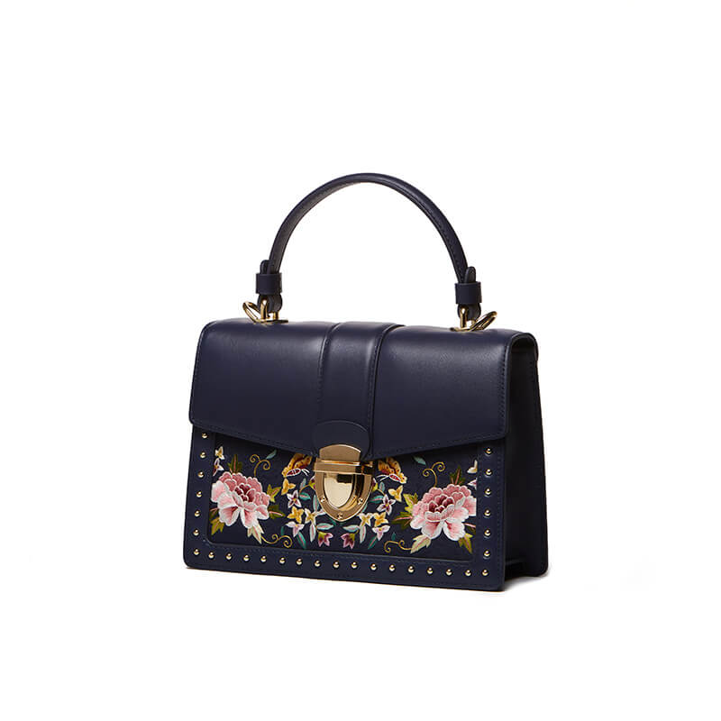 Light After Dusk Leather Embroidery Crossbody Messenger Bag – Babylon Leather - Babylon LeatherBabylon LeatherTX151-Dark Blue