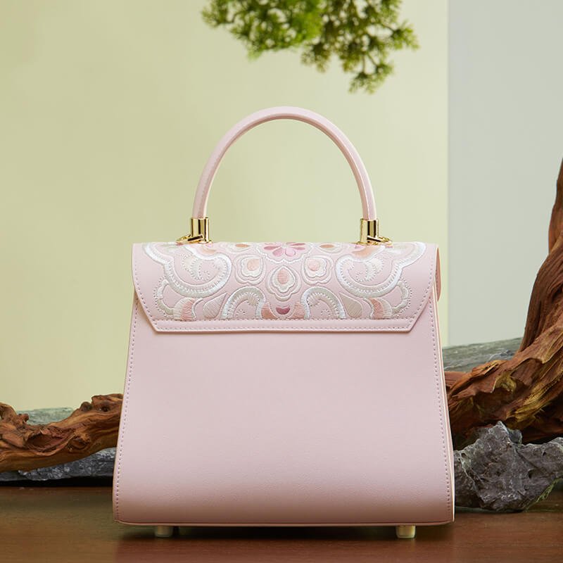 Light in Blooming Calm Leather and Silk Handbag – Babylon Leather - Babylon LeatherBabylon LeatherTX141-Pink