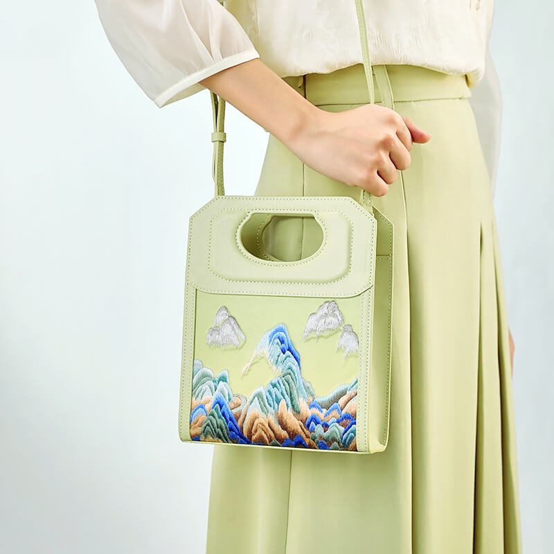 Light of Continuum Dusk Leather and Silk Handbag – Babylon Leather - Babylon LeatherBabylon LeatherTX152-Green