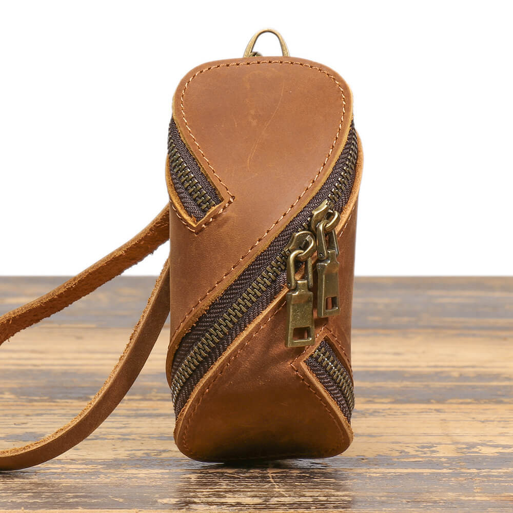Lightweight Hand Top - Grain Leather Zipper Key Holder Mini Pouch – Babylon Leather - Babylon LeatherBabylon LeatherLJ134-Brown