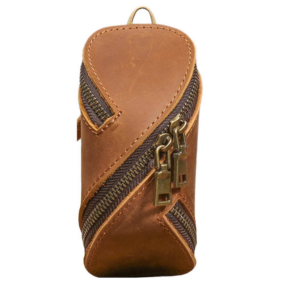 Lightweight Hand Top - Grain Leather Zipper Key Holder Mini Pouch – Babylon Leather - Babylon LeatherBabylon LeatherLJ134-Brown