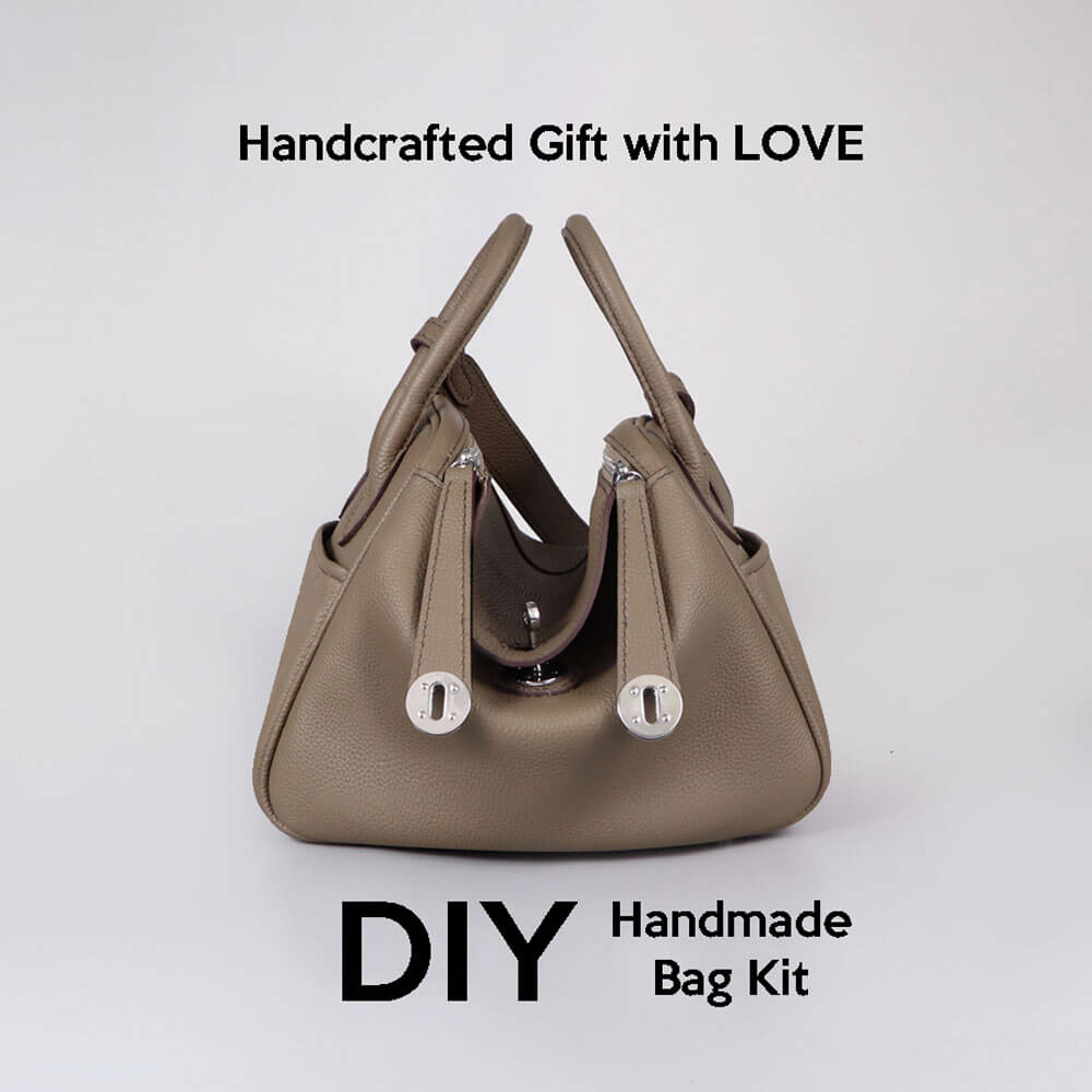 Lindy - Style Leather Bag DIY Kit with Oblique Holes – Babylon Leather - Babylon LeatherBabylon LeatherSY106 - Brown - Large - Gold & White