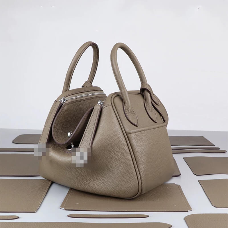Lindy-Style Leather Bag DIY Kit with Oblique Holes – Babylon Leather - Babylon LeatherBabylon LeatherSY106-Brown-Medium-Gold & White