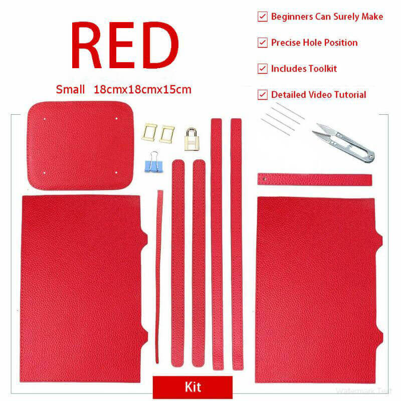 Lined Leather Picotin Bag DIY Kit – Babylon Leather - Babylon LeatherBabylon LeatherSY01 - Lined - Red - Small - Gold & Color - Matched
