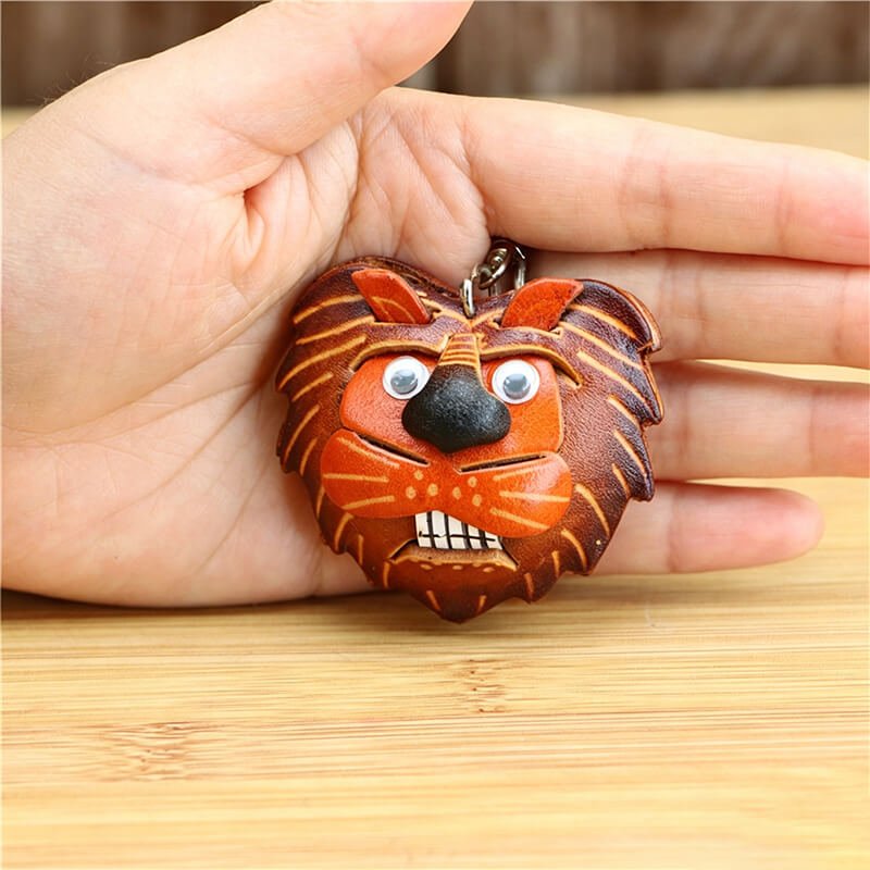 Lion Head Leather Bag Charm – Babylon Leather - Babylon LeatherBabylon LeatherLLZ111-Brown