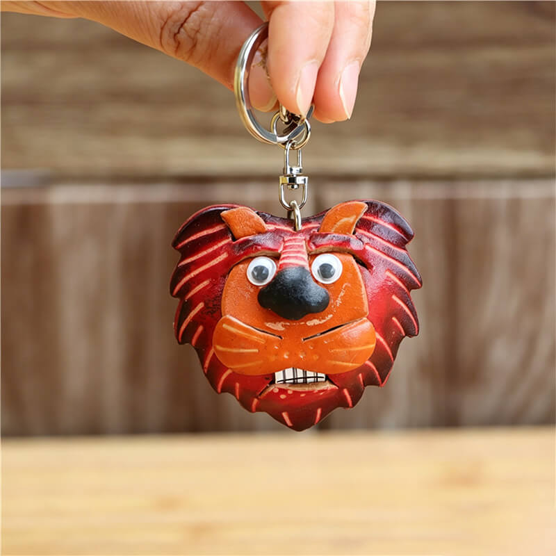 Lion Head Leather Bag Charm – Babylon Leather - Babylon LeatherBabylon LeatherLLZ111-Brown