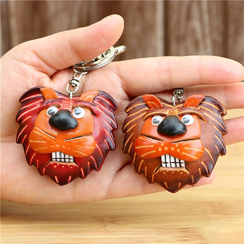 Lion Head Leather Bag Charm – Babylon Leather - Babylon LeatherBabylon LeatherLLZ111-Brown