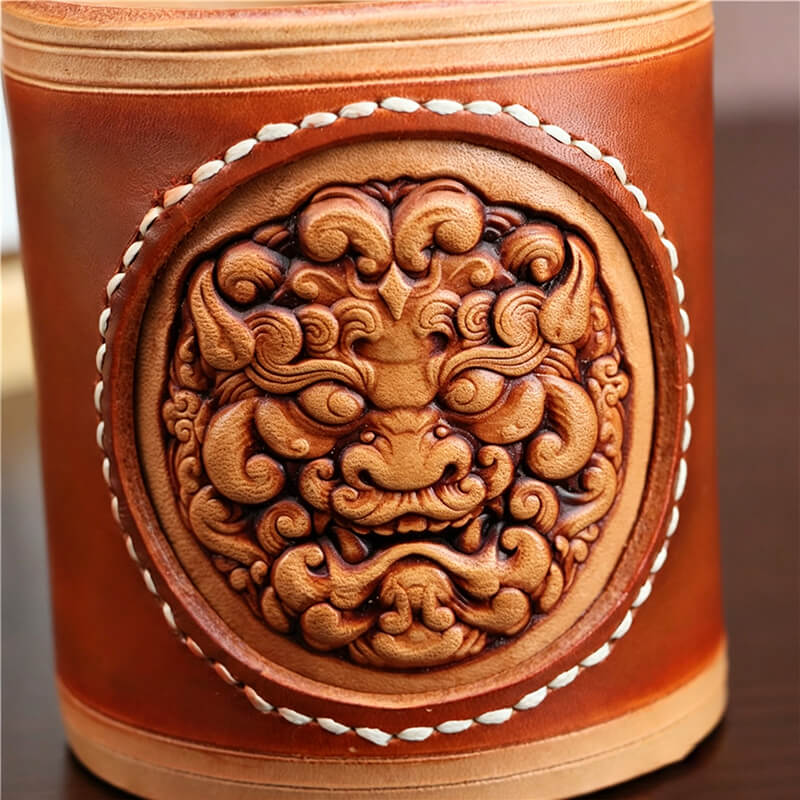 Lion Head - Shaped Leather Pen Holder – Babylon Leather - Babylon LeatherBabylon LeatherLLZ93-Brown