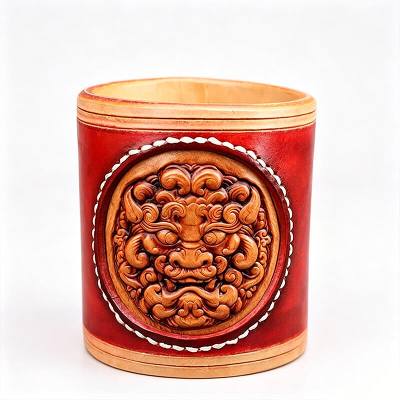 Lion Head - Shaped Leather Pen Holder – Babylon Leather - Babylon LeatherBabylon LeatherLLZ93-Red