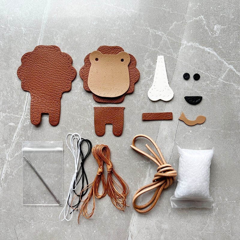 Lion-Shaped Leather Keychain DIY Kit – Babylon Leather - Babylon LeatherBabylon LeatherSG34-Brown