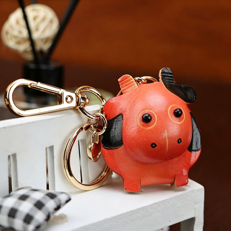 Little Calf Leather Bag Charm – Babylon Leather - Babylon LeatherBabylon LeatherLLZ75-Metal Hardware Style-Orange