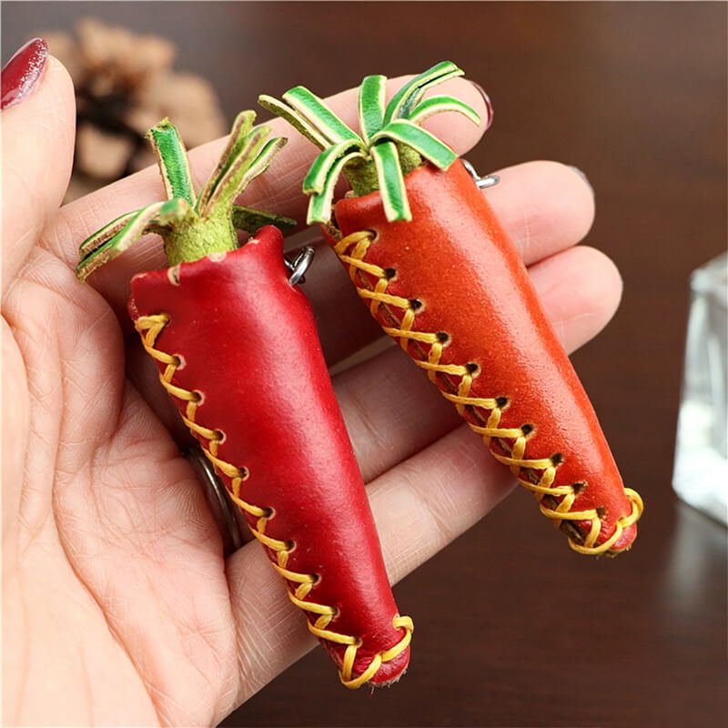 Little Carrot Leather Bag Charm – Babylon Leather - Babylon LeatherBabylon LeatherLLZ95-Red