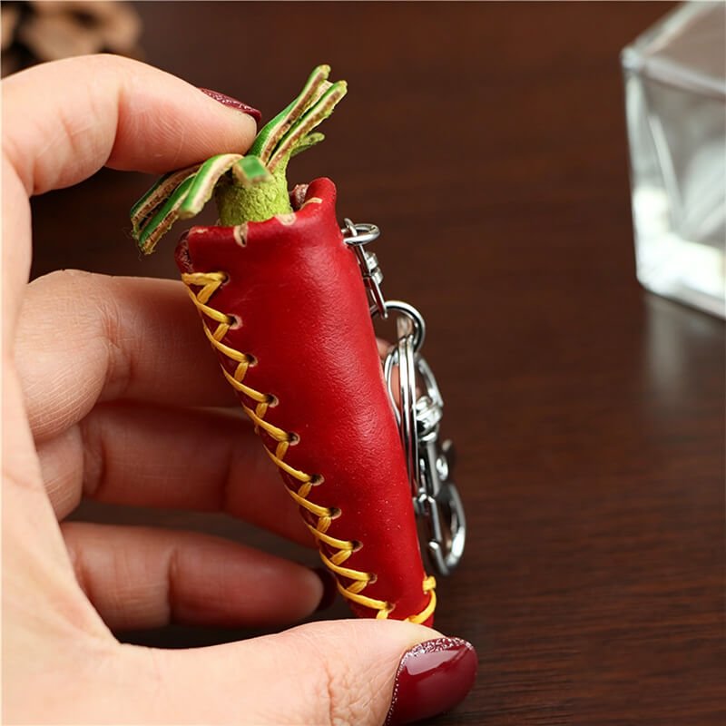 Little Carrot Leather Bag Charm – Babylon Leather - Babylon LeatherBabylon LeatherLLZ95-Red