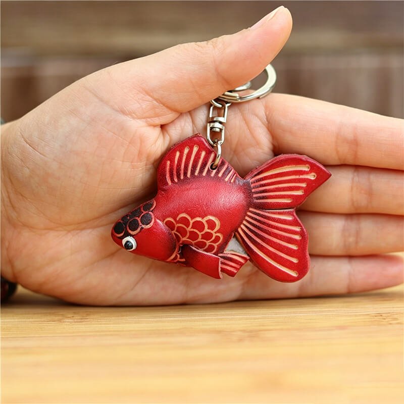 Little Goldfish Leather Bag Charm – Babylon Leather - Babylon LeatherBabylon LeatherLLZ110-2-Red