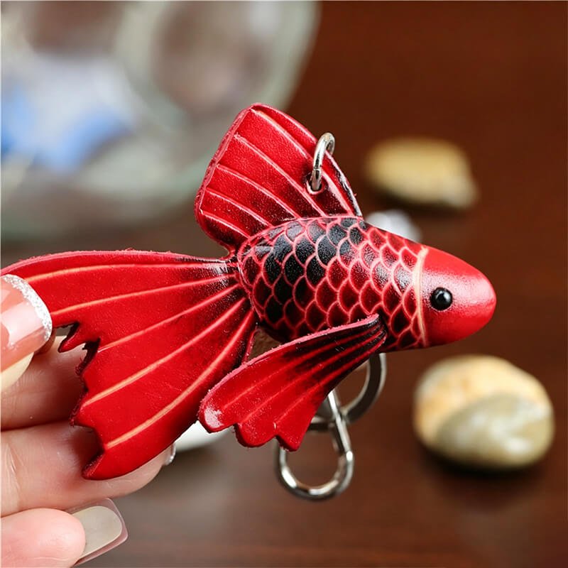 Little Goldfish Leather Bag Charm – Babylon Leather - Babylon LeatherBabylon LeatherLLZ110-3-Red