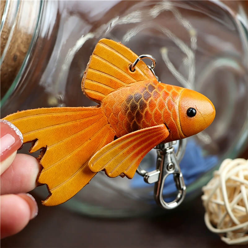 Little Goldfish Leather Bag Charm – Babylon Leather - Babylon LeatherBabylon LeatherLLZ110-3-Yellow