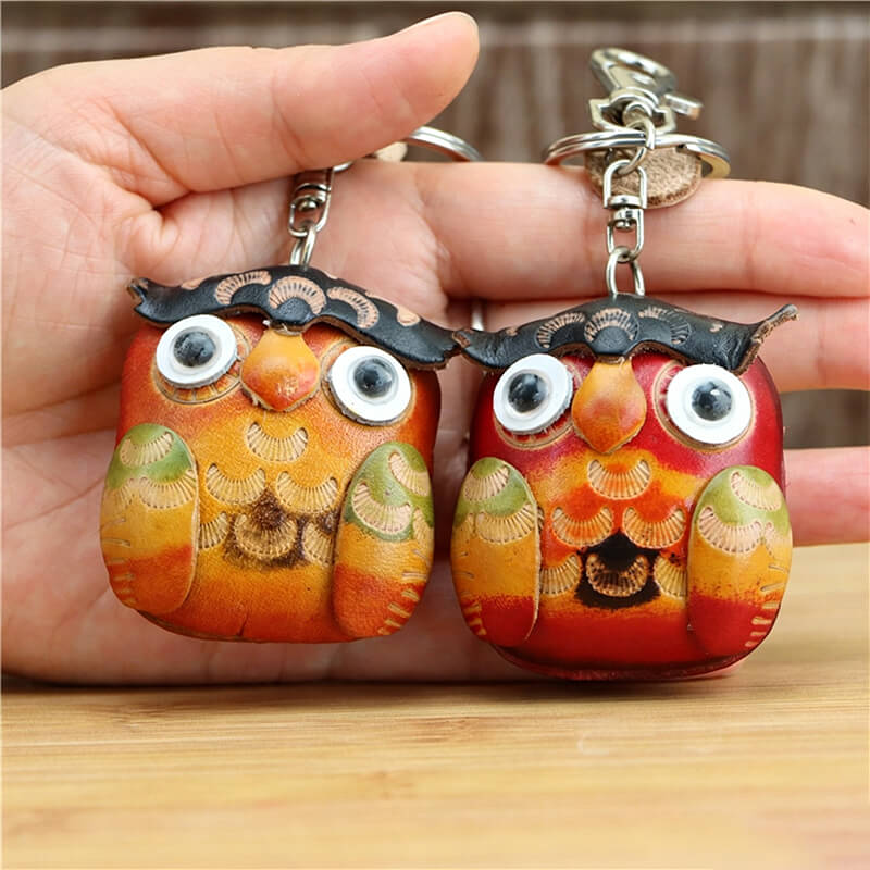 Little Owl Leather Bag Charm – Babylon Leather - Babylon LeatherBabylon LeatherLLZ114-Red