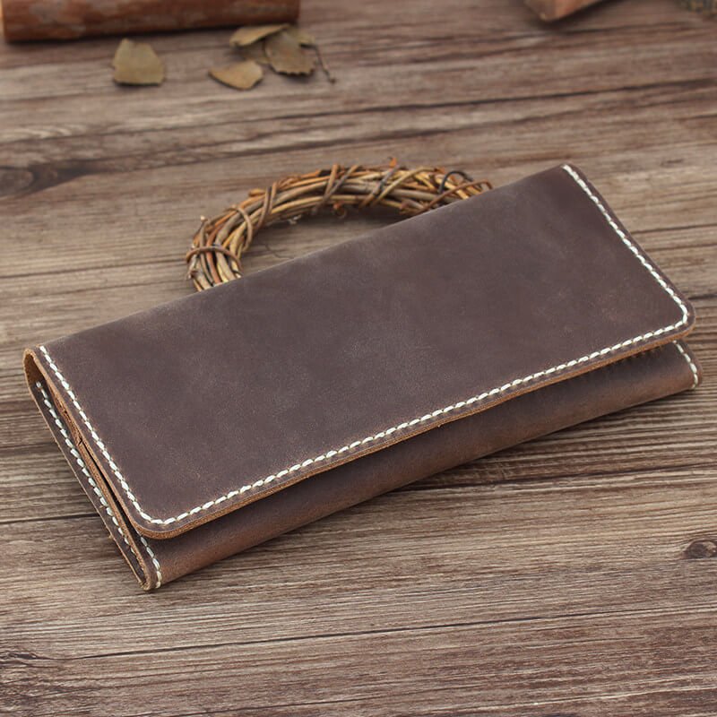 Long Multi-Card Wallet Crazy Horse Leather DIY Kit – Babylon Leather - Babylon LeatherBabylon LeatherCY38-Brown