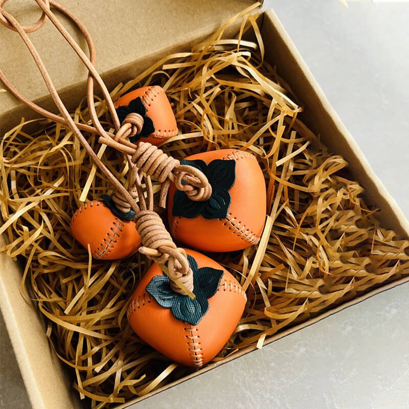 Lucky Persimmon Leather Charm DIY Kit – Babylon Leather - Babylon LeatherBabylon LeatherSG05-With Lanyard-1 Large & 1 Small