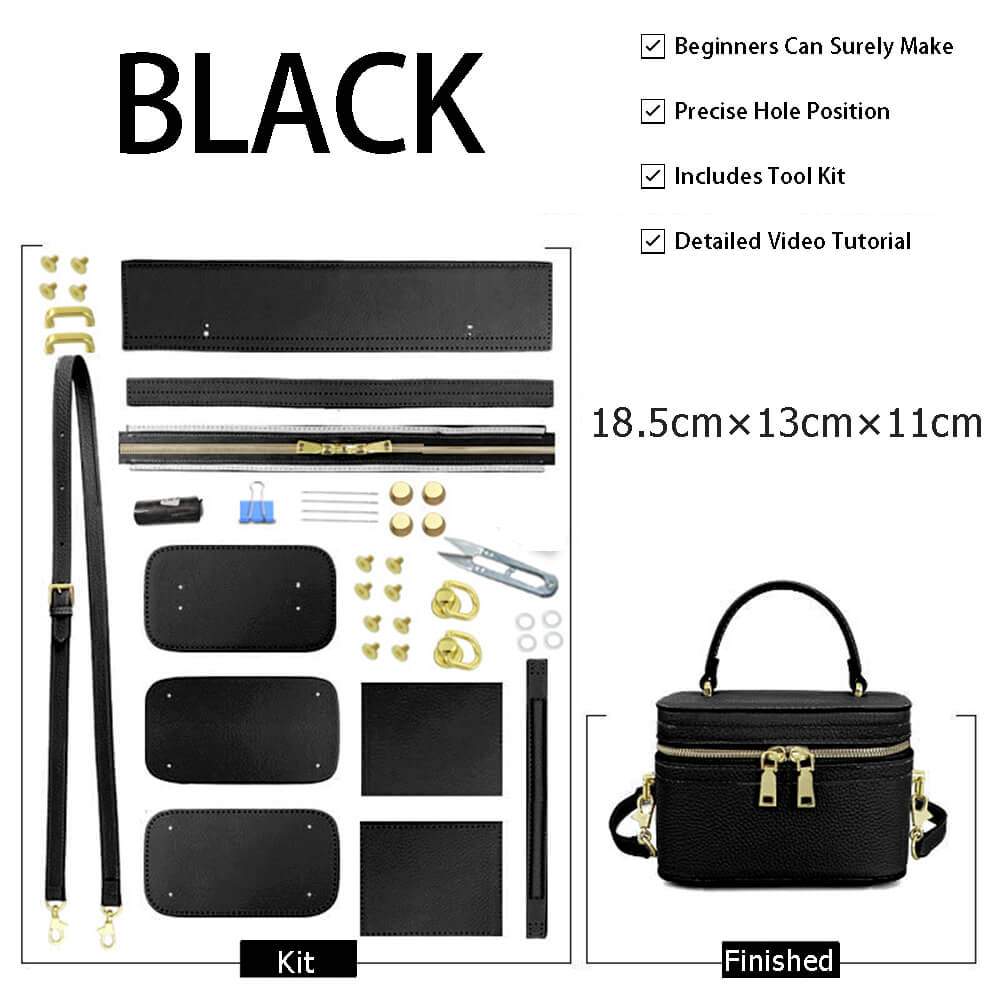 Lunch Handbag DIY Leather Kit – Babylon Leather - Babylon LeatherBabylon LeatherSY103-Black-Gold-Color-Matched