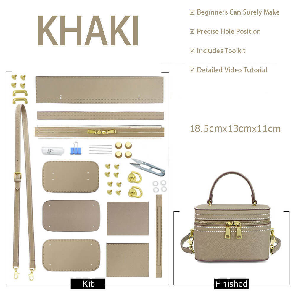 Lunch Handbag DIY Leather Kit – Babylon Leather - Babylon LeatherBabylon LeatherSY103-Khaki-White