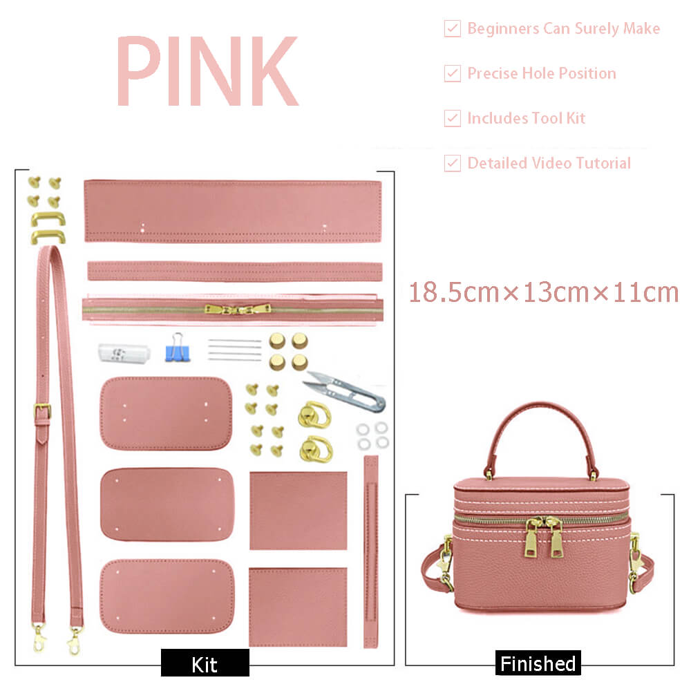 Lunch Handbag DIY Leather Kit – Babylon Leather - Babylon LeatherBabylon LeatherSY103-Pink-Gold-White