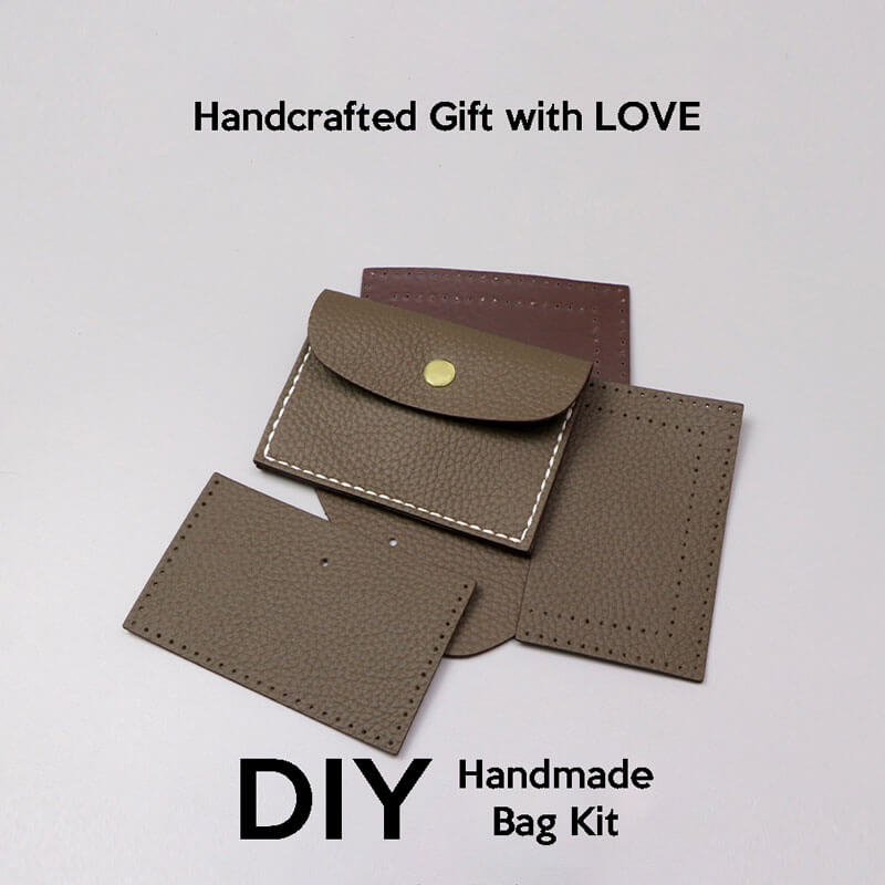 Lychee Card Holder DIY Kit – Babylon Leather - Babylon LeatherBabylon LeatherSY107 - Brown - White