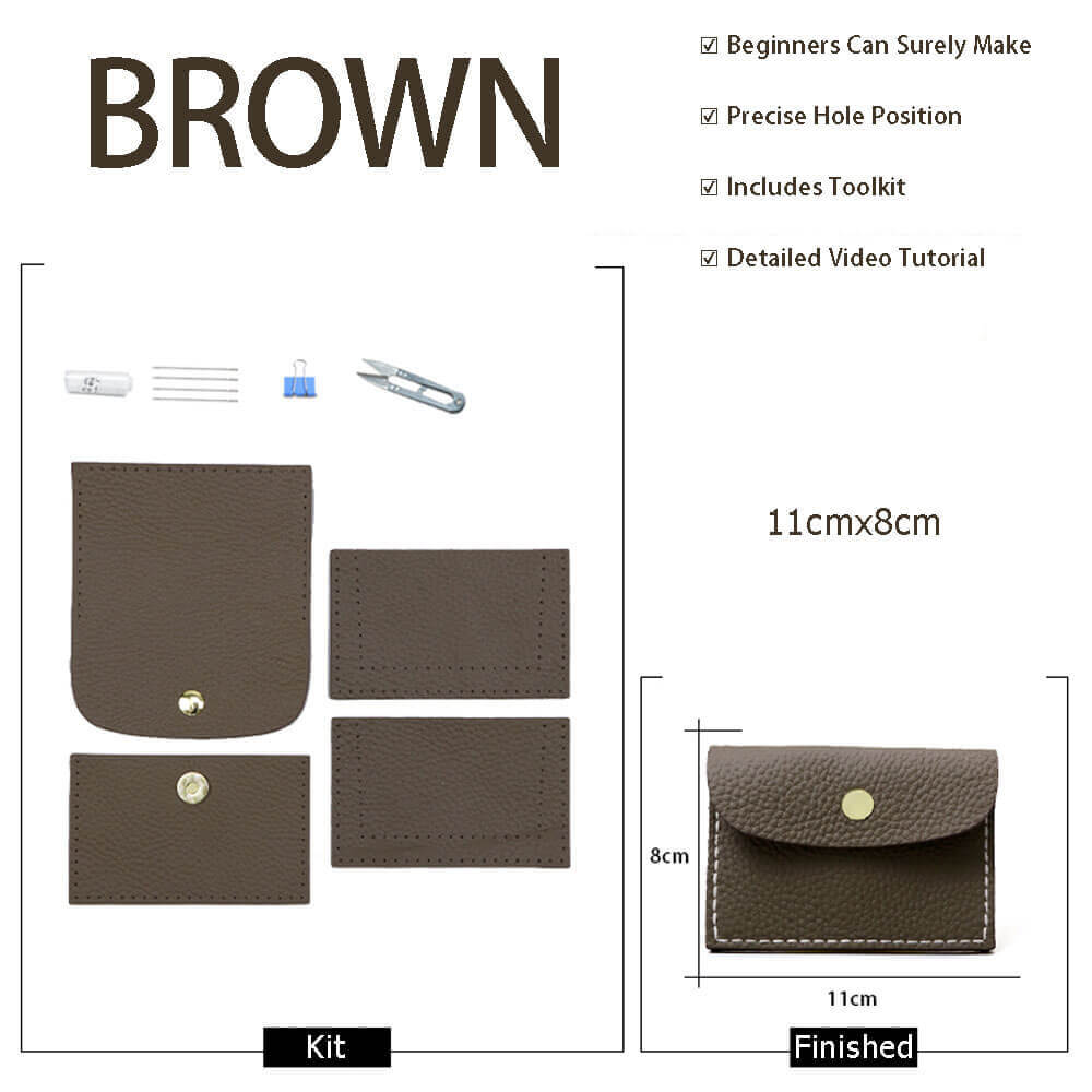 Lychee Card Holder DIY Kit – Babylon Leather - Babylon LeatherBabylon LeatherSY107-Brown-White