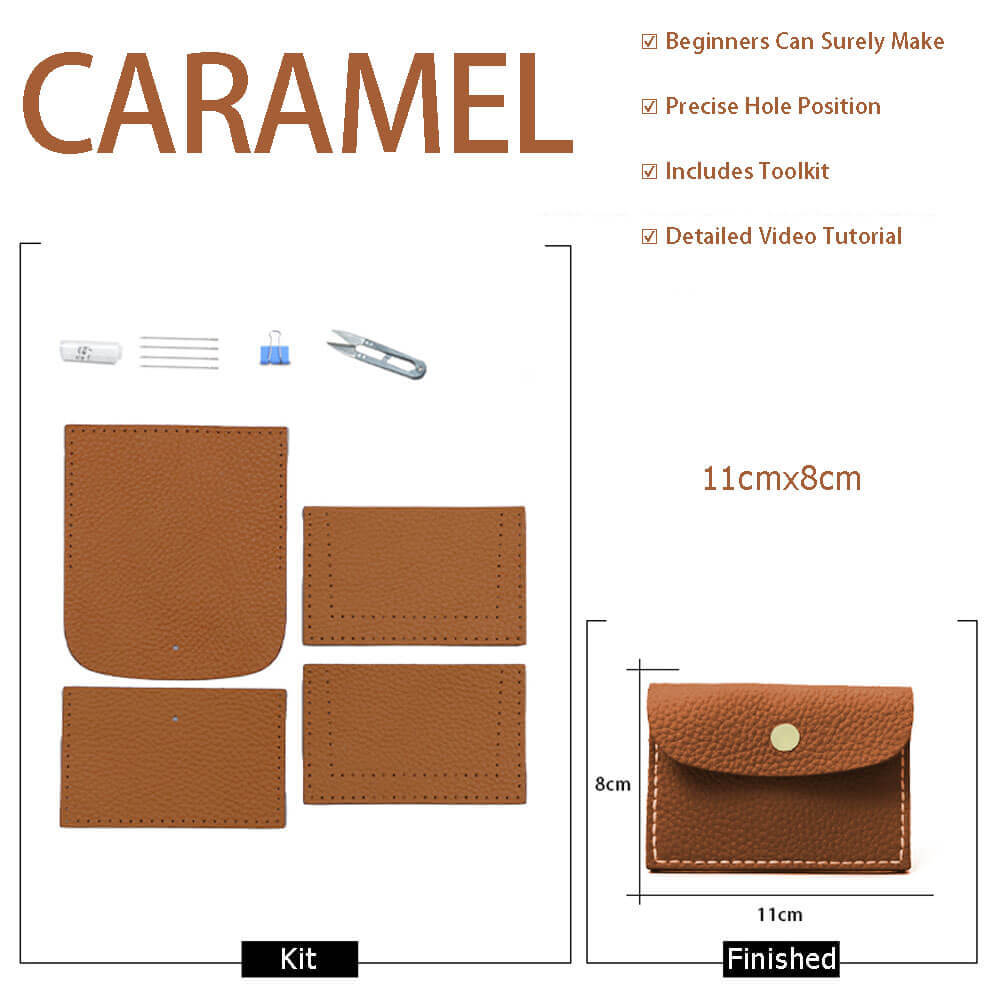 Lychee Card Holder DIY Kit – Babylon Leather - Babylon LeatherBabylon LeatherSY107-Caramel-White