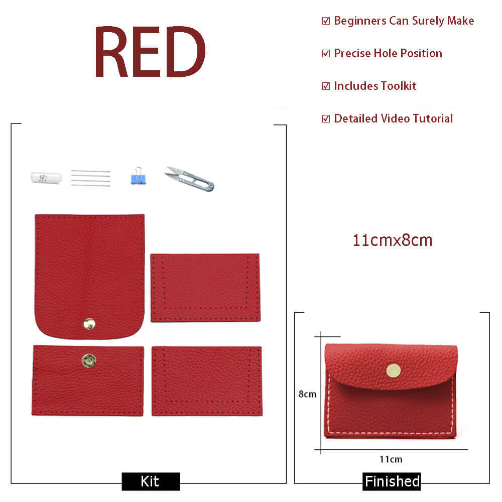 Lychee Card Holder DIY Kit – Babylon Leather - Babylon LeatherBabylon LeatherSY107-Red-White