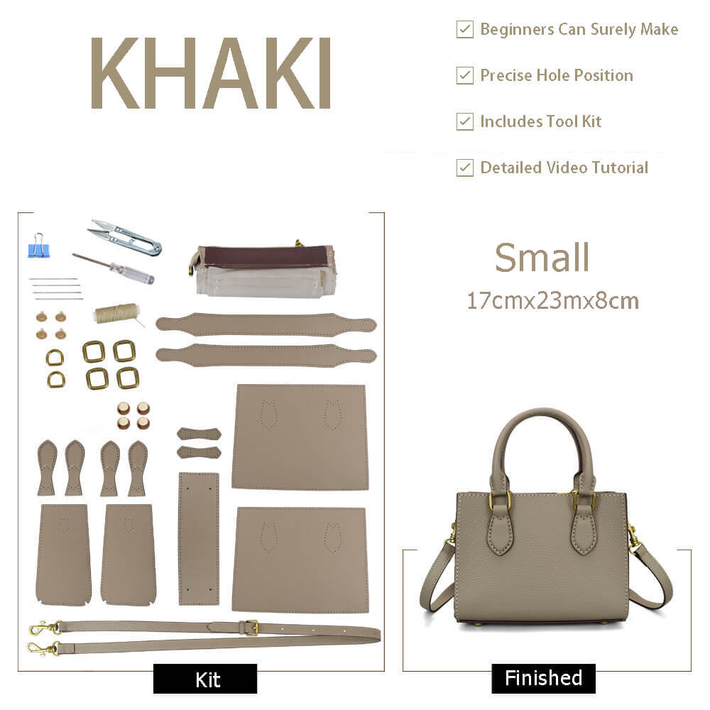 Lychee Leather Tote DIY Kit – Babylon Leather - Babylon LeatherBabylon LeatherSY80-Khaki-Small-Color-Matched