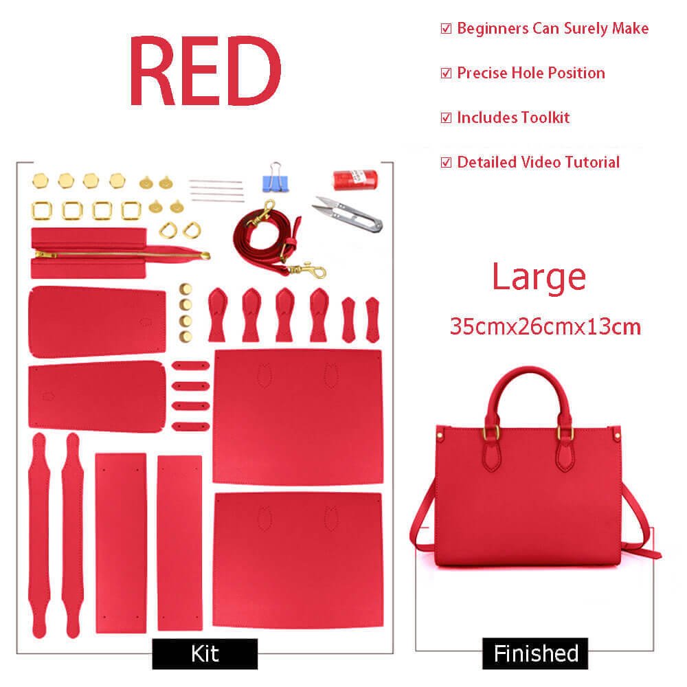 Lychee Leather Tote DIY Kit – Babylon Leather - Babylon LeatherBabylon LeatherSY80-Red-Large-Color-Matched