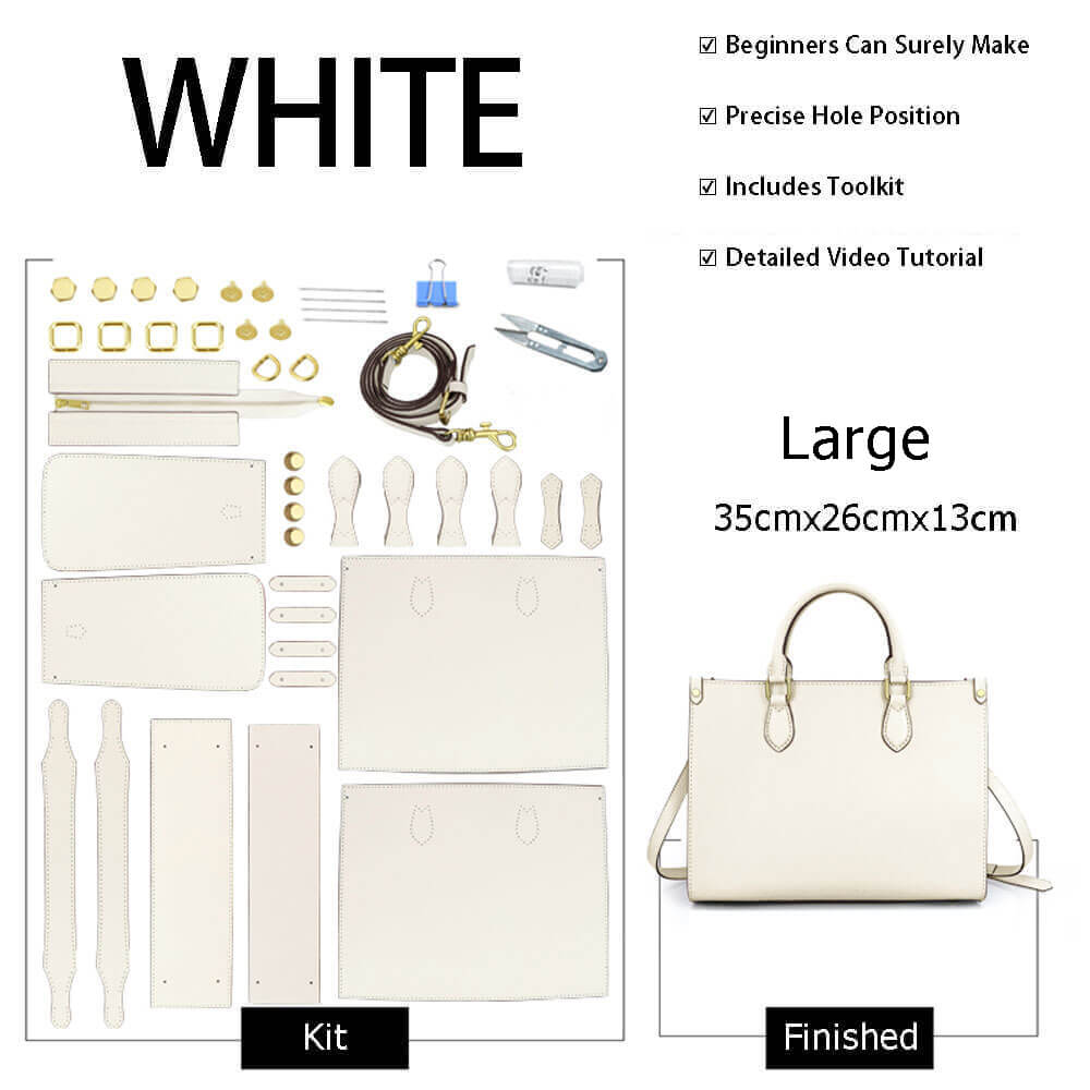 Lychee Leather Tote DIY Kit – Babylon Leather - Babylon LeatherBabylon LeatherSY80-White-Large-Color-Matched
